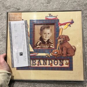 Personalized Children's Photo Album with Brown and Blue Accents